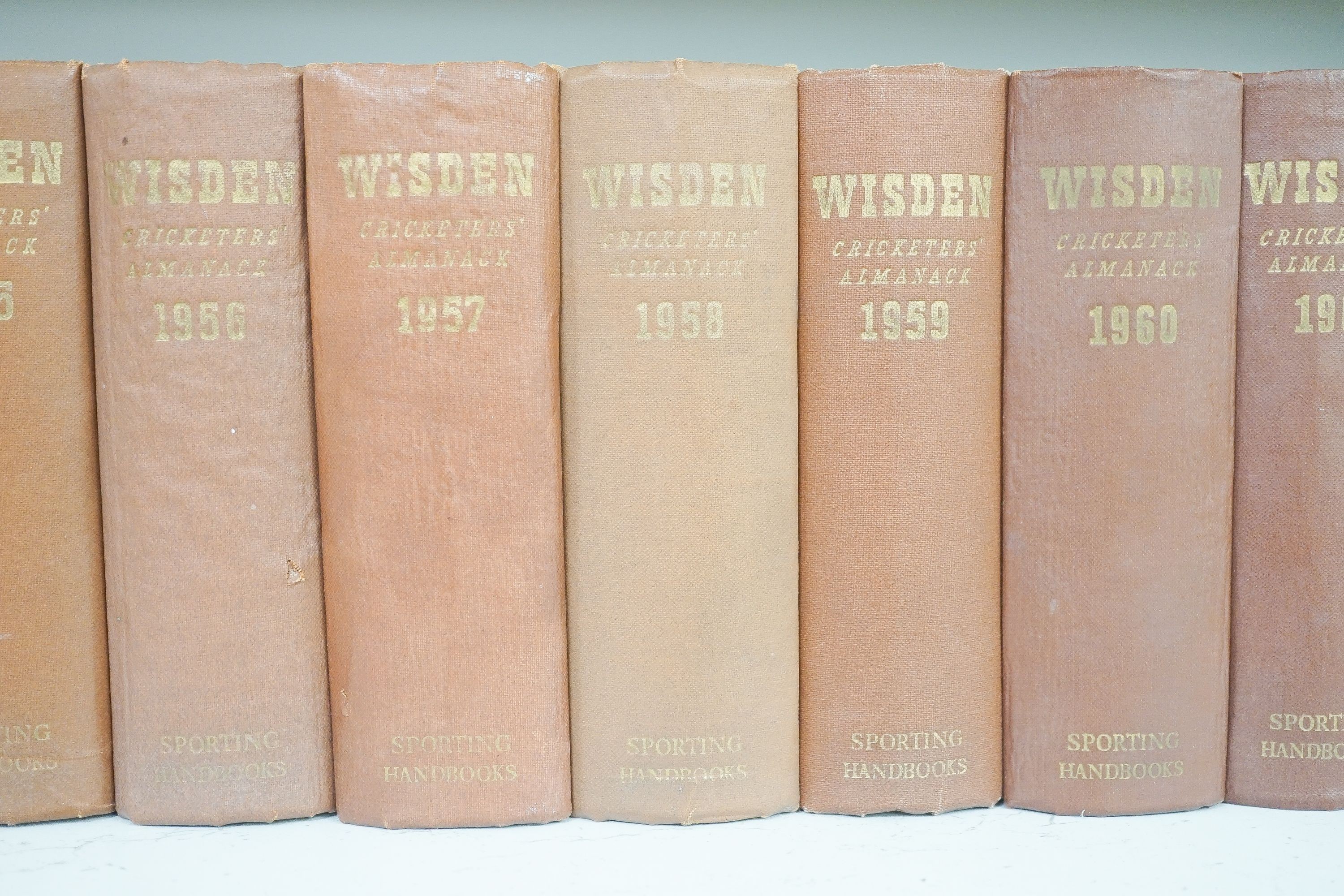 Wisden, John - Cricketers' Almanack, 82 vols, consisting: 1947/48 (soft back), 1949-1964 (hardback, without d/j's), 1965 (hardback with dj), 1966 (hardback, without dj), 1967-2020 (hardbacks, with d/j's), plus duplicates